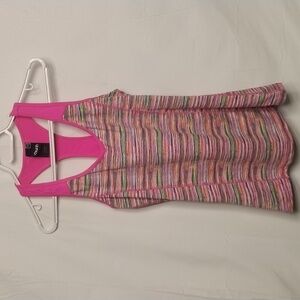 Surin small women's sports tank top w/ built-in bra for running pink multicolor